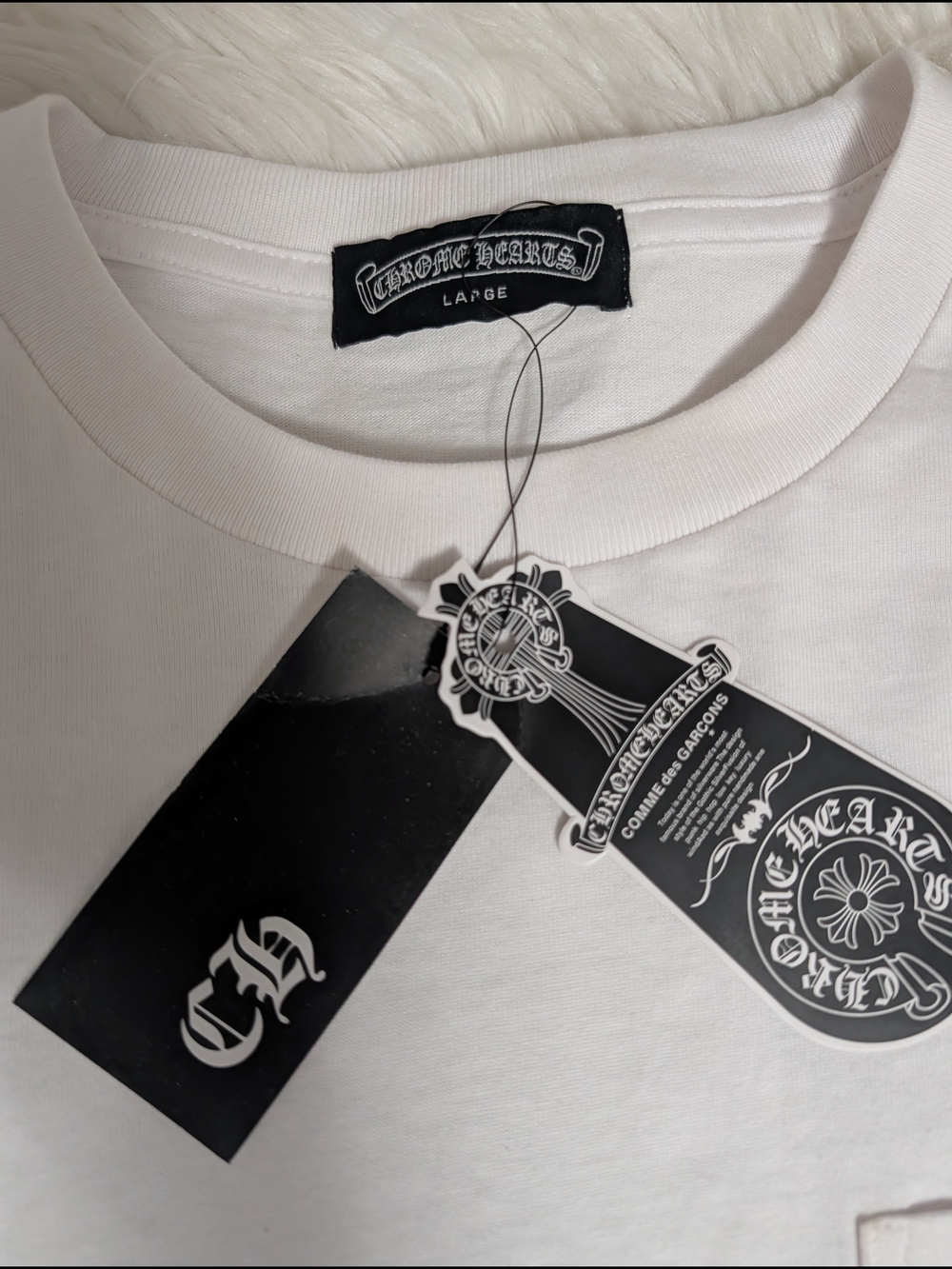 Chrome Hearts White Short Sleeve Tee with Black Branded Tags